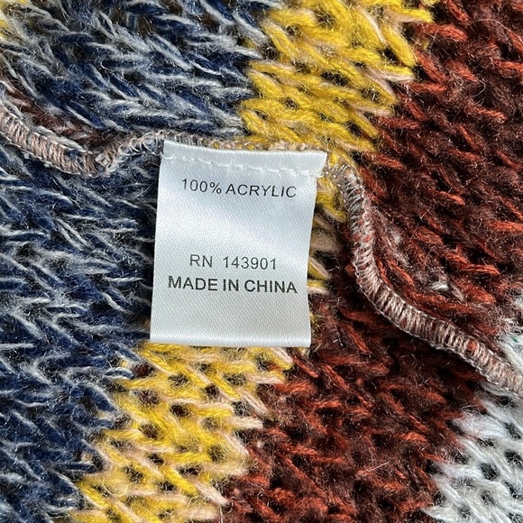 Coco + Carmen Open Front Asymmetrical Soft Striped Cardigan S/M Brown Yellow - Picture 7 of 7